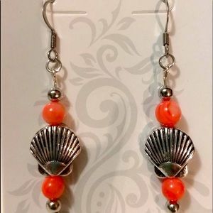 Handmade coral and shell earrings!